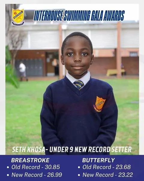 Seth Khosa at the Interhouse Swimming Gala